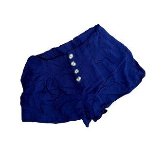 Everly blue elastic royal bright pockets casual summer lightweight shorts button